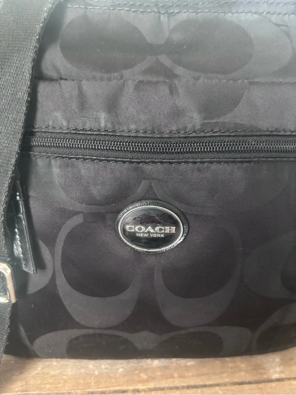 Coach Getaway File Black Signature Nylon Messenger Crossbody Bag